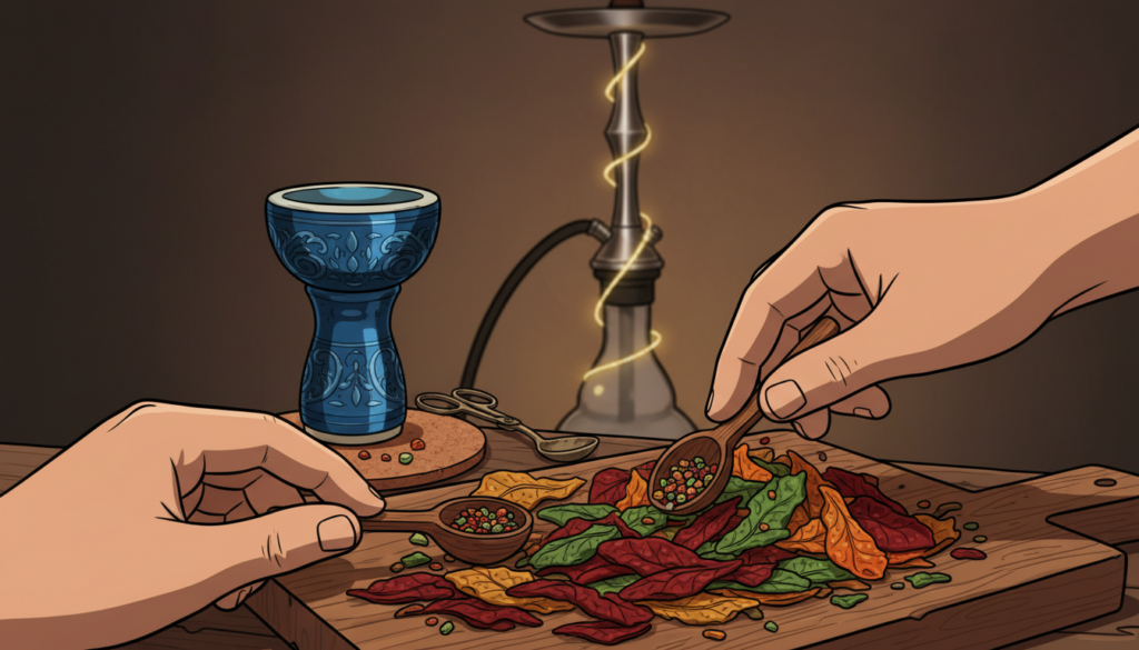 preparing shisha for hookah bowl packing