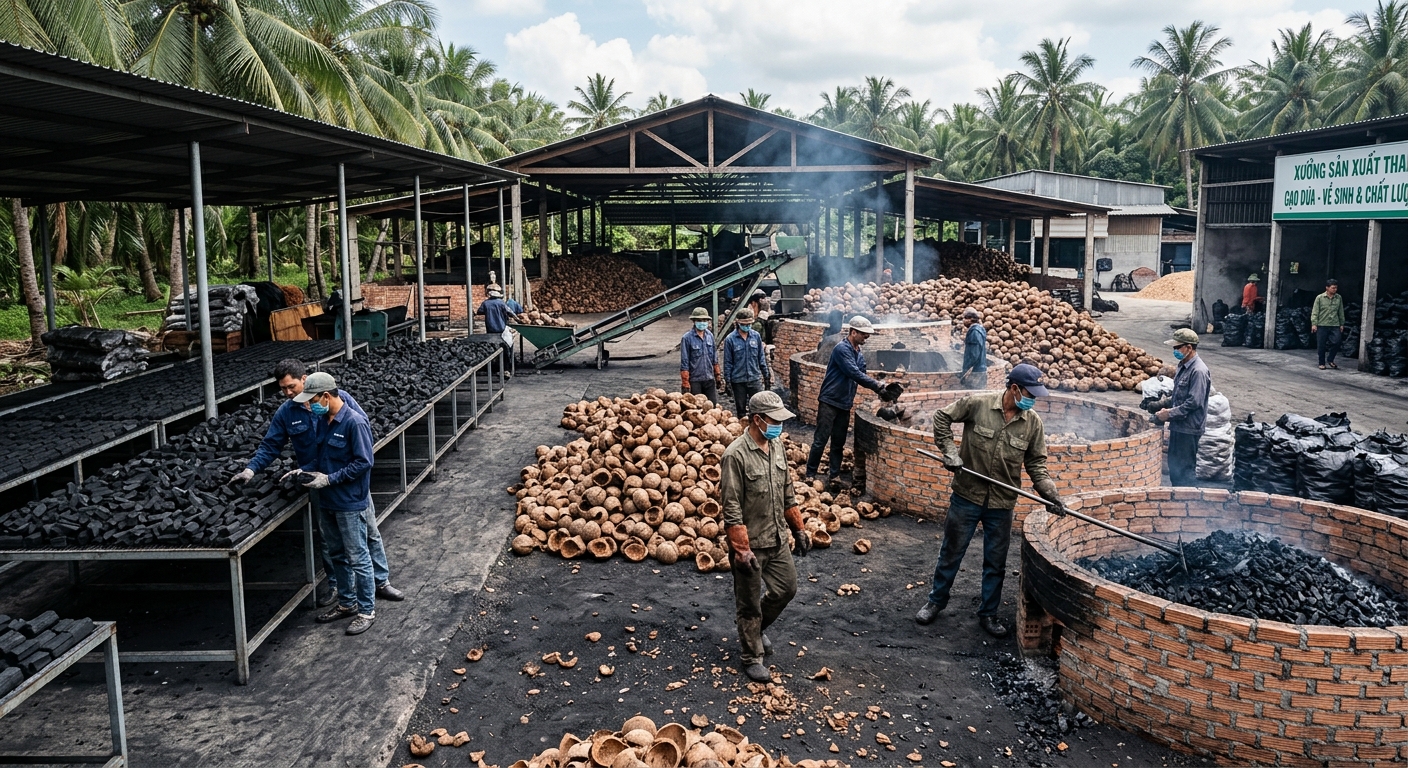 Natural Coconut Shell Charcoal Factory: Sustainable Production & Quality